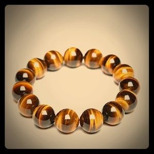 NEW TIGER’S EYE NATURAL BEADED BRACELET UNISEX